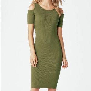 JustFab Cold Shoulder Rib Sweater Dress
